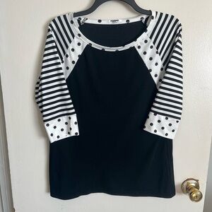 Black and White Striped and Polka Dot Top